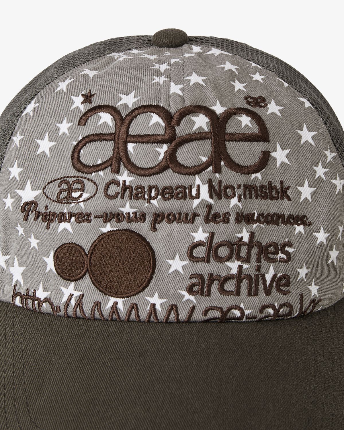 에이이에이이(AEAE) WEB LOGO STAR MESH CAP [GREY]