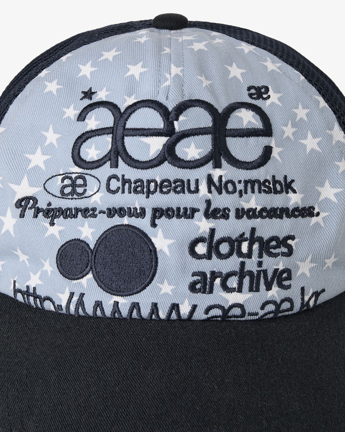 에이이에이이(AEAE) WEB LOGO STAR MESH CAP [SKYBLUE]