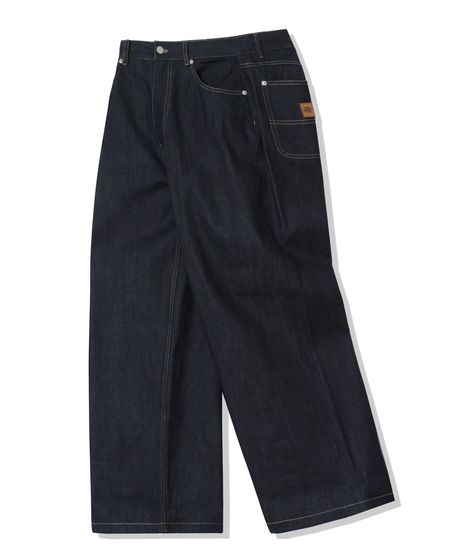 ★関税込★TRILLION★FRONT WASHING WIDE DENIM PANTS ★ MUSINSA | TRILLION Front Washing Wide Denim Pants_YELLOW BLACK