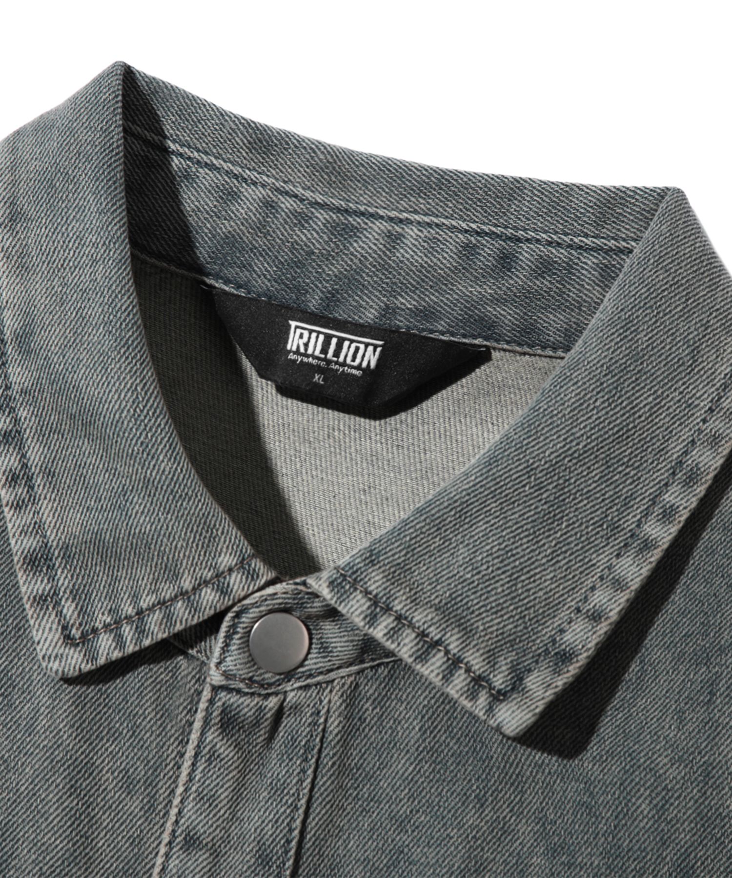 MUSINSA | TRILLION Leather Patch Overfit Work Denim Short