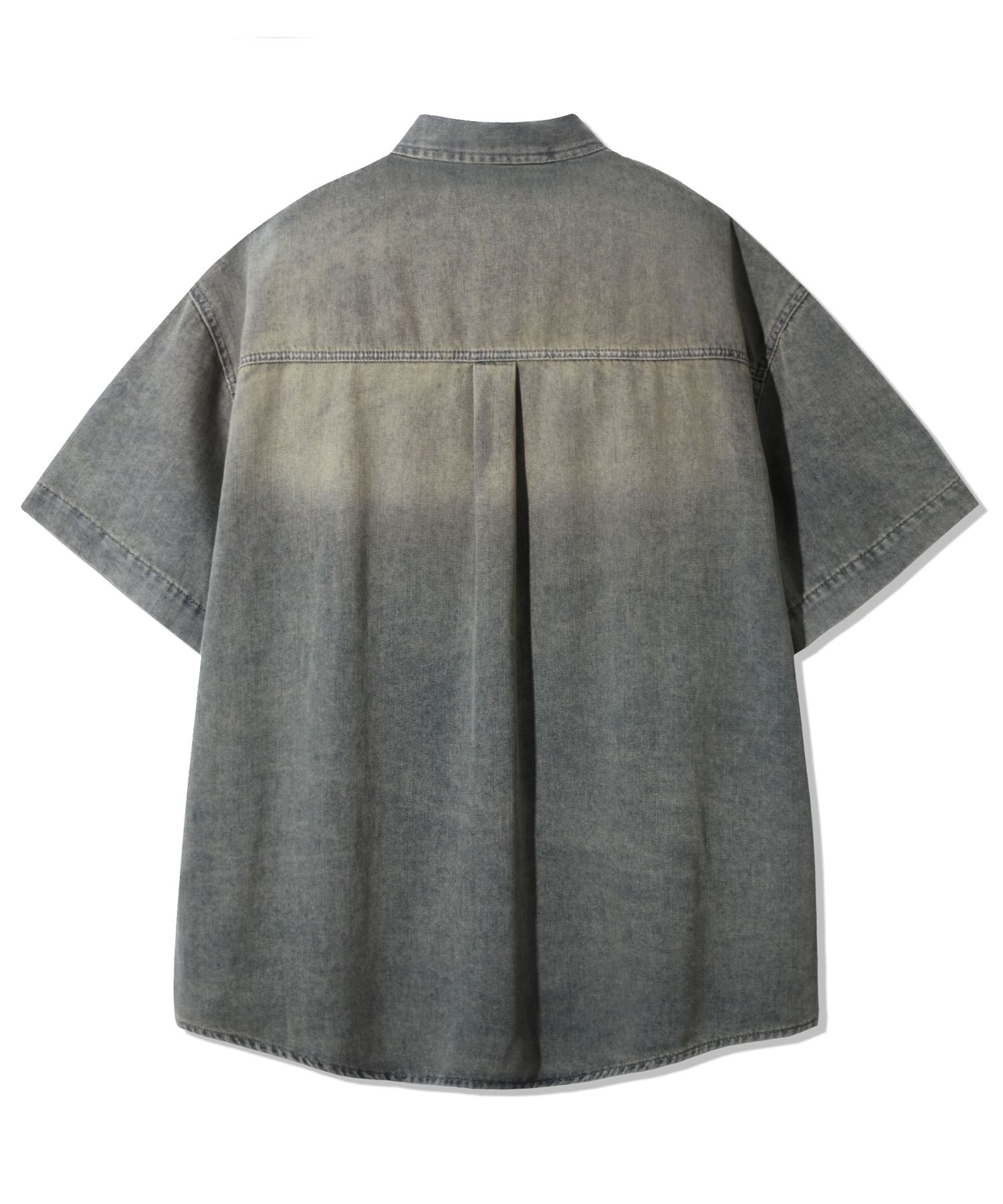 Tシャツ・カットソー [TRILLION]Leather Patch Oversized Denim Short Sleeve Shirt MUSINSA | TRILLION Leather Patch Overfit Work Denim Short