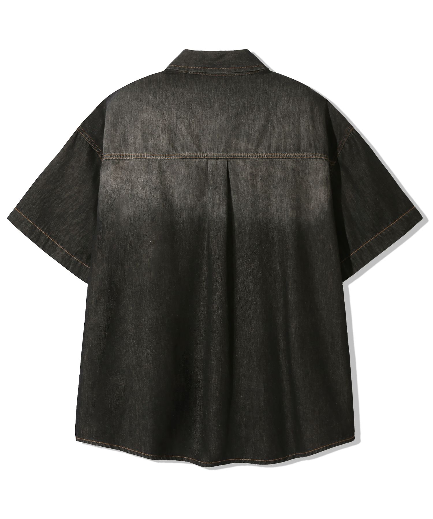 MUSINSA | TRILLION Leather Patch Overfit Work Denim Short