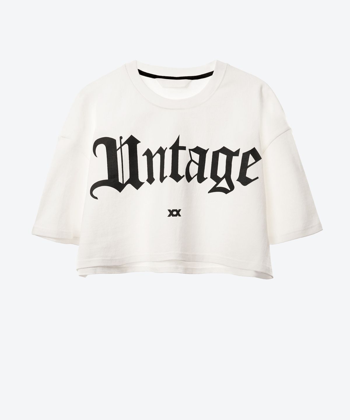언티지(UNTAGE) 로고 프린트 케이프 크롭 반팔 티셔츠[White(WOMAN)]_UTT-ST37