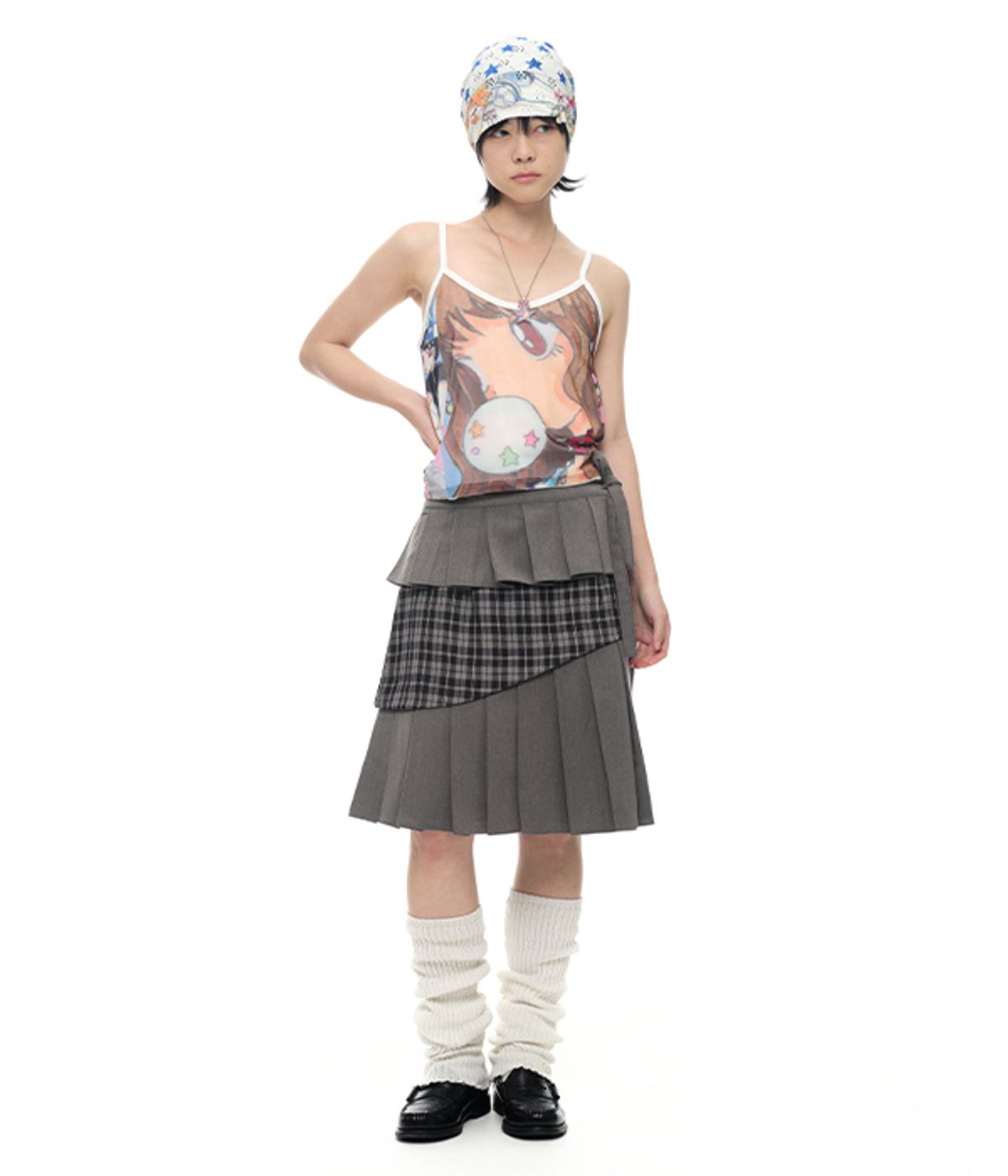 유쓰배쓰(YOUTHBATH) YB x Oliwa Sheer Graphic Mesh Cami