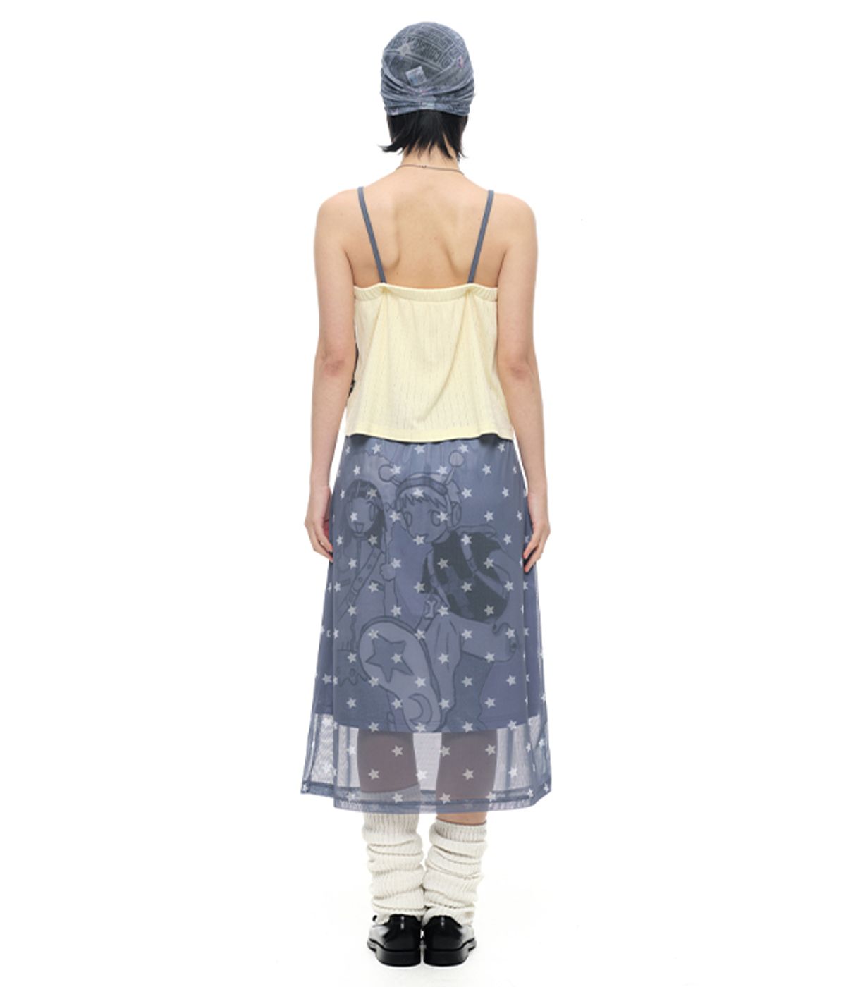 유쓰배쓰(YOUTHBATH) YB x Oliwa Star Graphic Shirred Back Cami_charcoal