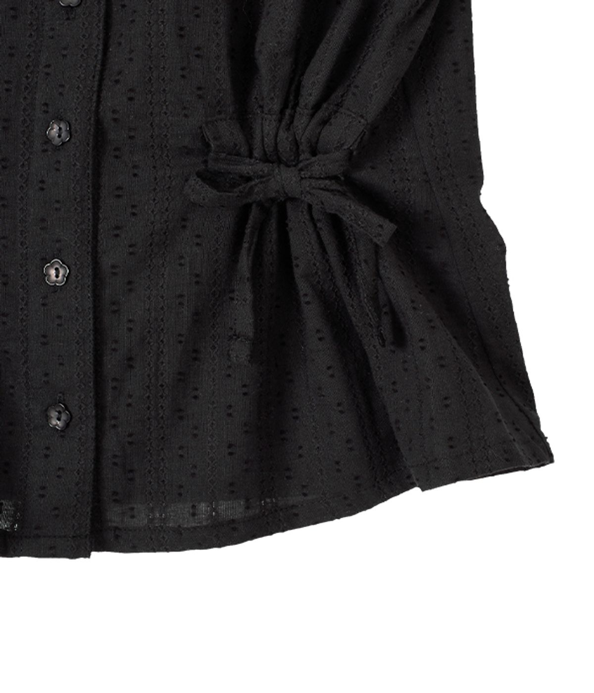 유쓰배쓰(YOUTHBATH) YB x Oliwa Wing Pin Tie Waist Shirt_black