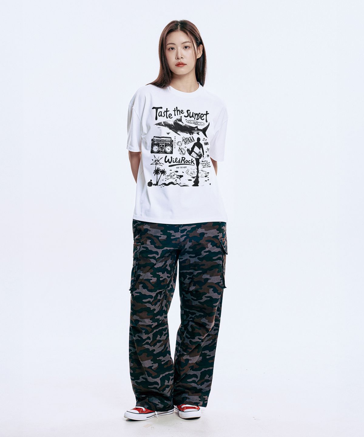 와일드락(WILDROCK) Taste the Sunset Cool cotton Overfit half T-shirts