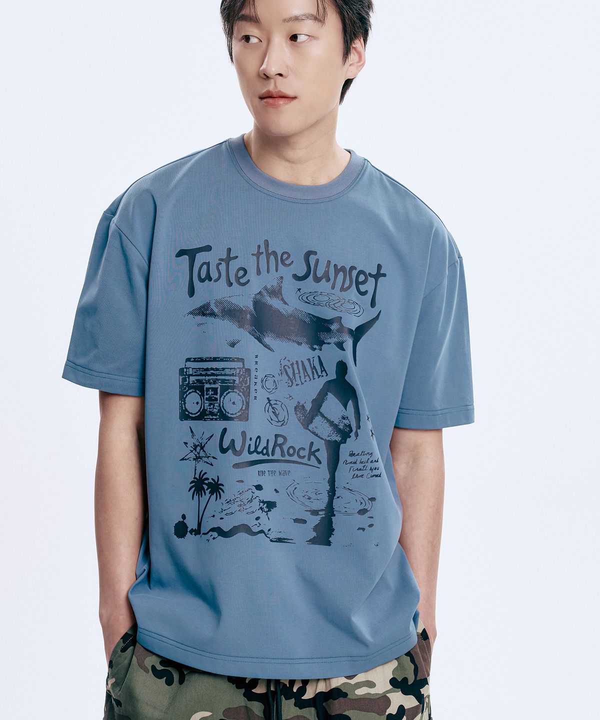 와일드락(WILDROCK) Taste the Sunset Cool cotton Overfit half T-shirts