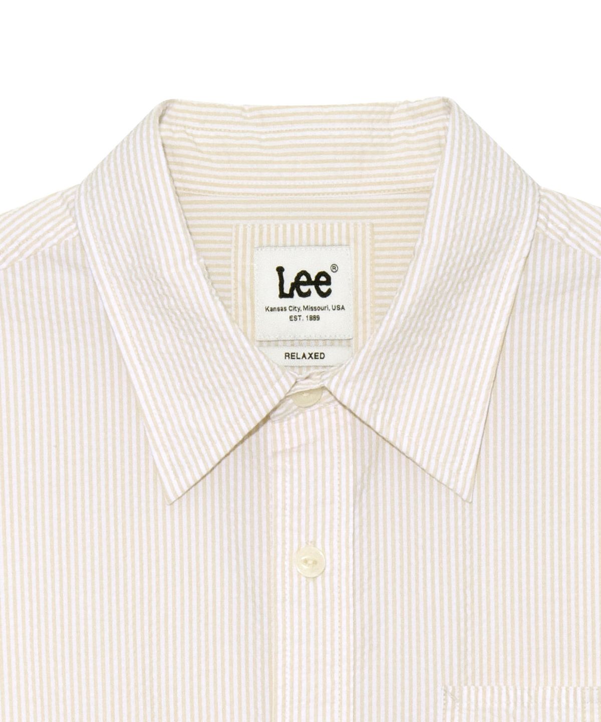 리(LEE) 로코 포켓 시어서커 반팔 셔츠 라이트 베이지