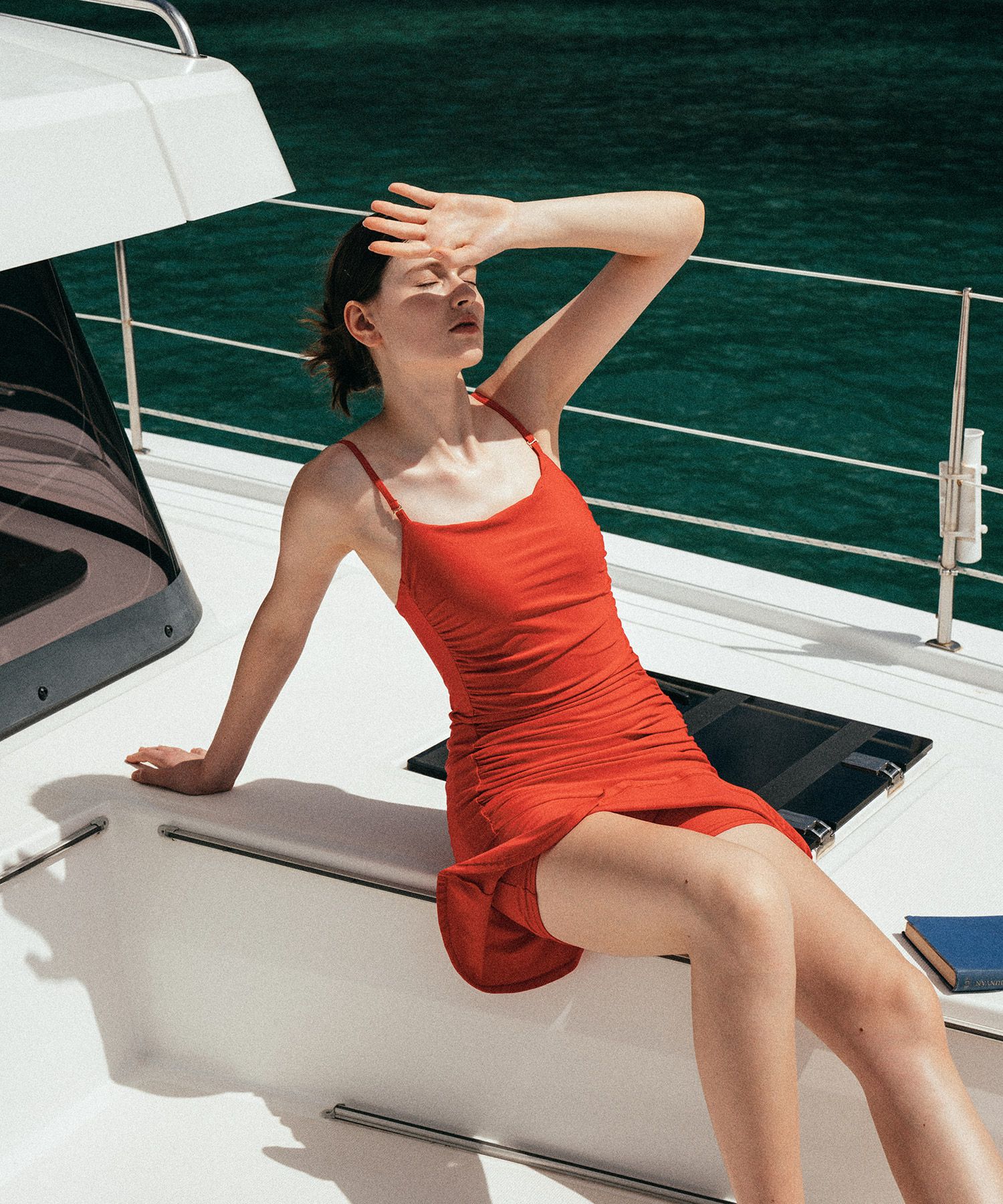 MUSINSA | LAMEREI Solid Shirring Sleeveless SwimSuit