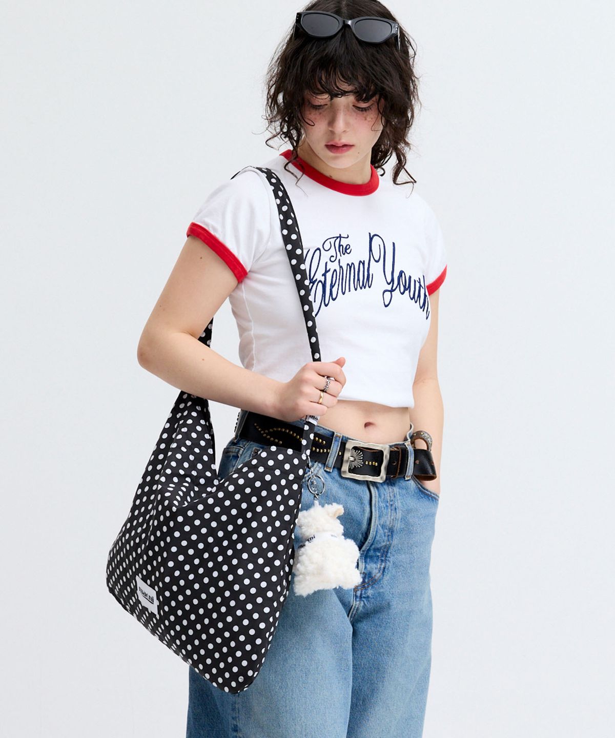 마크니(MACNI) POLKA DOT ECO CROSS BAG BLACK