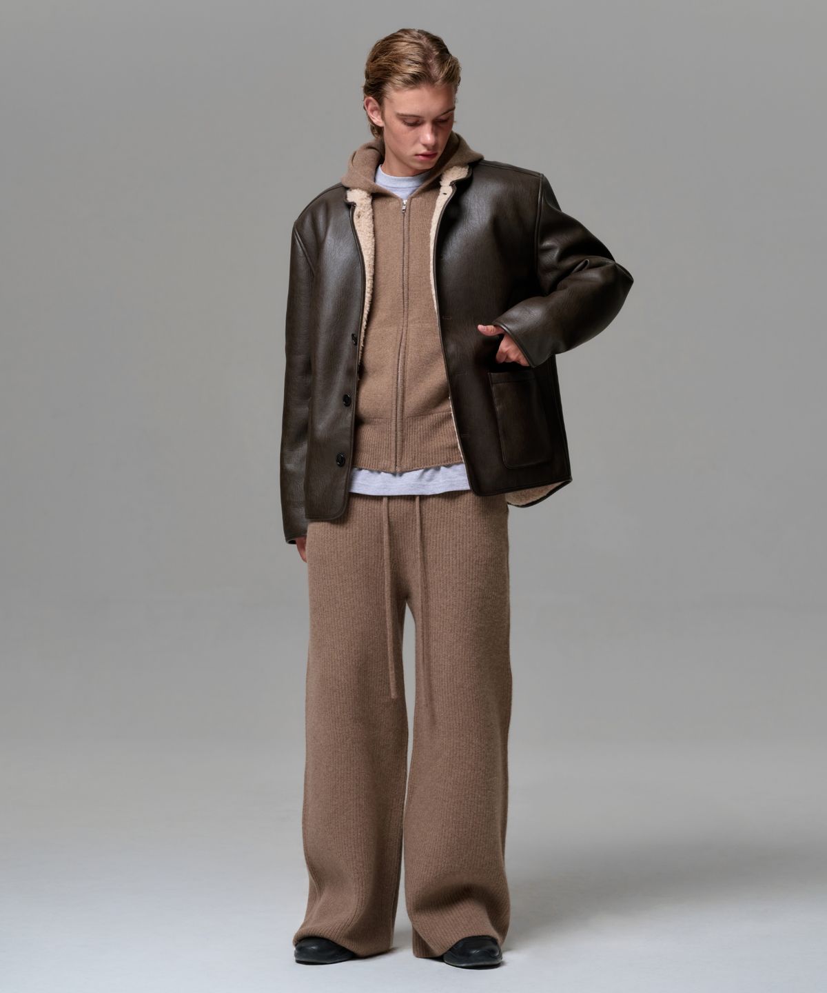 이알에이(ERA) MEN CLASSIC FAUX SHEARLING JACKET - BROWN