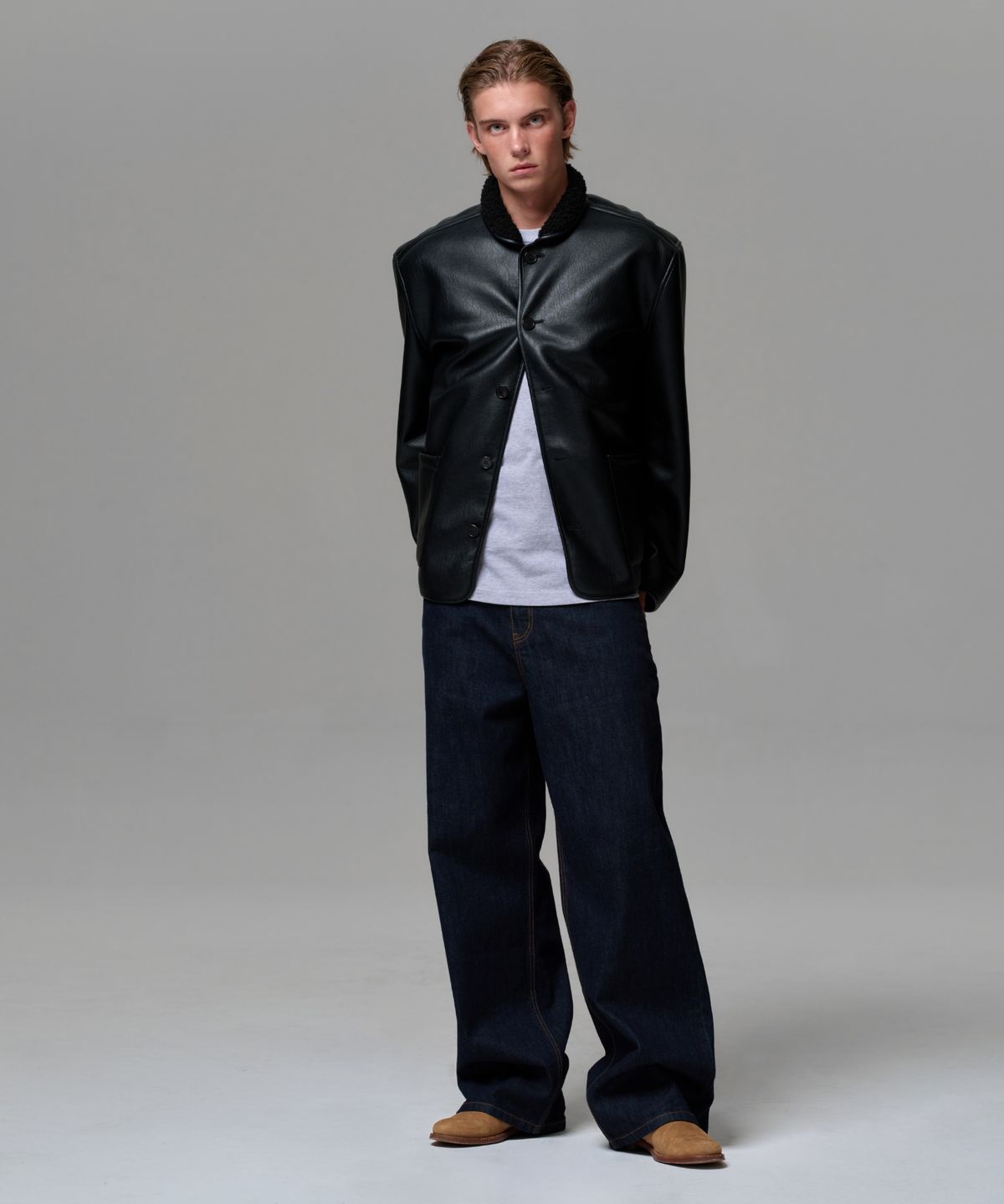 이알에이(ERA) MEN CLASSIC FAUX SHEARLING JACKET - BLACK