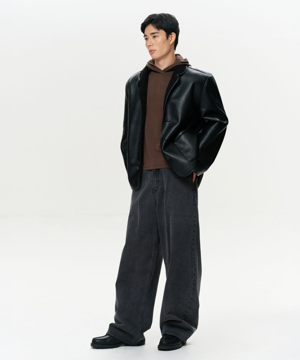 이알에이(ERA) MEN CLASSIC FAUX SHEARLING JACKET - BLACK