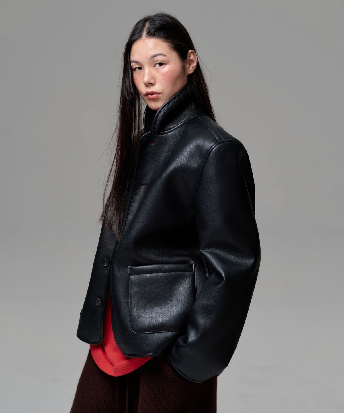 이알에이(ERA) WOMEN CLASSIC FAUX SHEARLING JACKET - BLACK