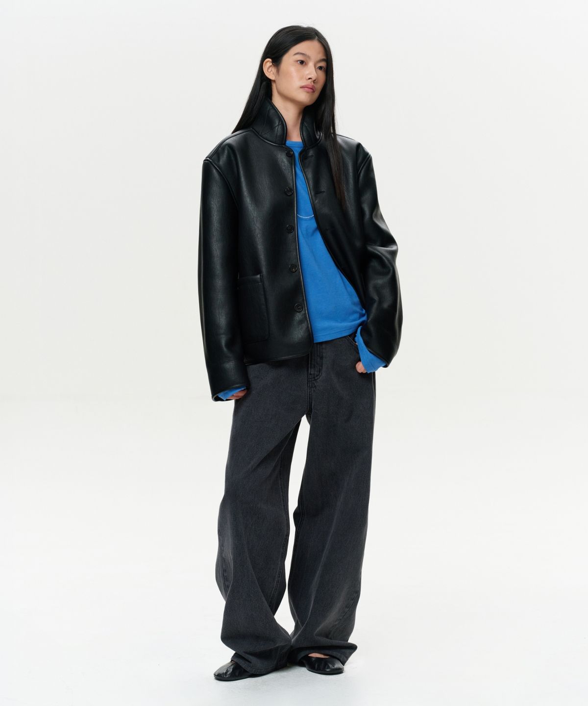 이알에이(ERA) WOMEN CLASSIC FAUX SHEARLING JACKET - BLACK