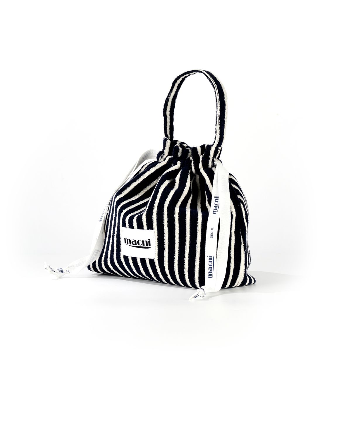 마크니(MACNI) TERRY STRING POUCH BAG NAVY