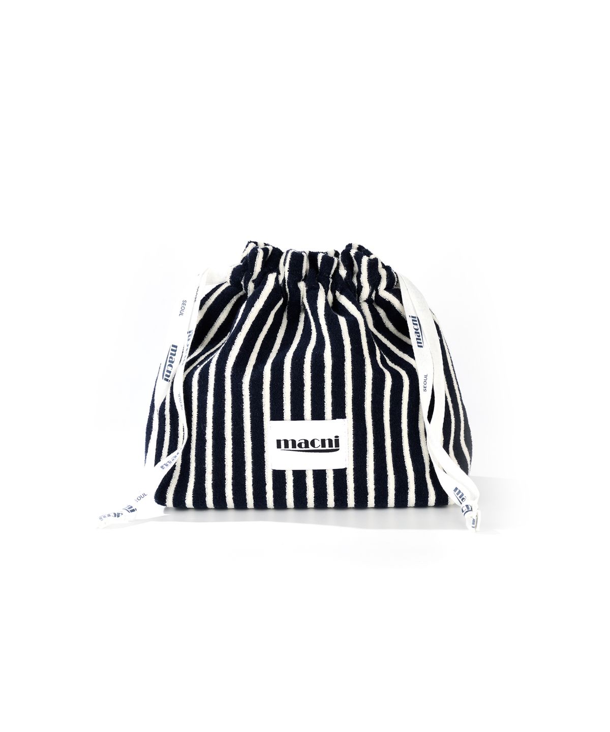 마크니(MACNI) TERRY STRING POUCH BAG NAVY