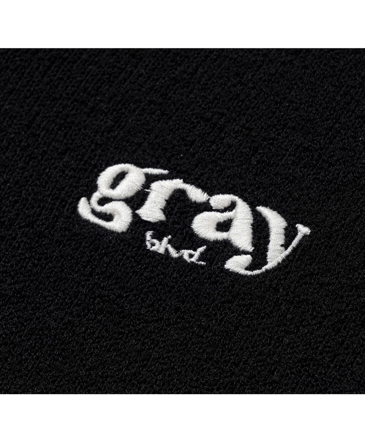 그레이블러밧(GRAYBLVD) 글로우 오픈 카라 니트 반팔 GKBST32 (BLACK)