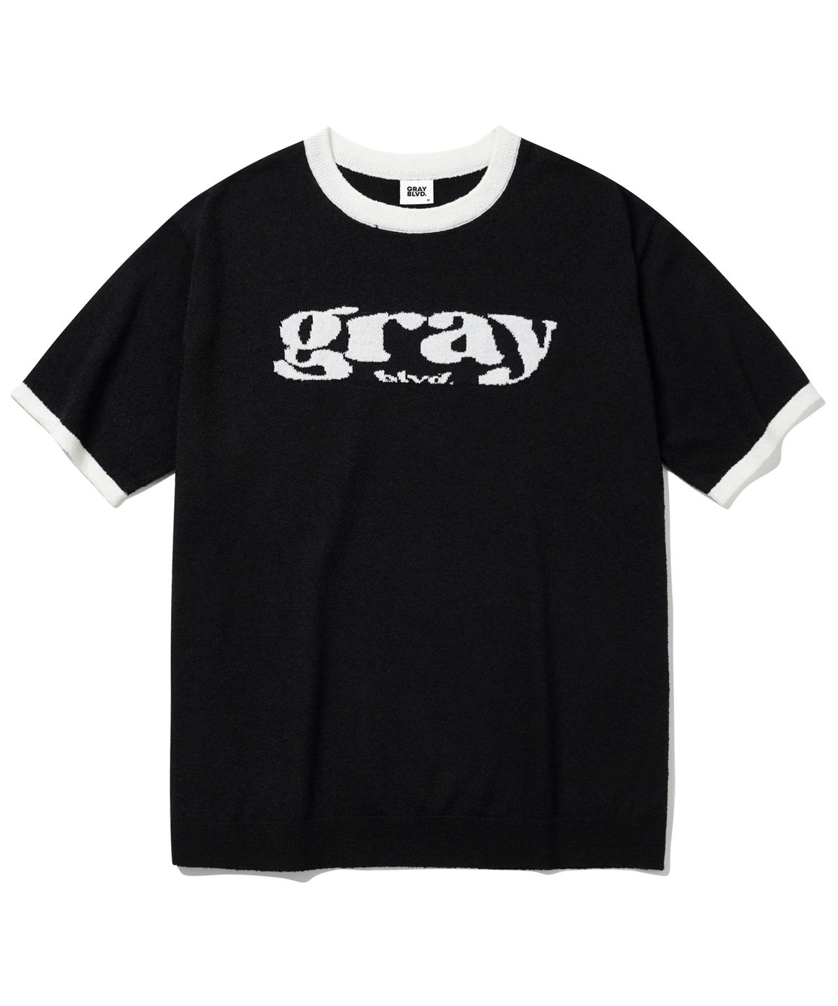 그레이블러밧(GRAYBLVD) 아라스 링거 니트 반팔 GKBST33 (BLACK)