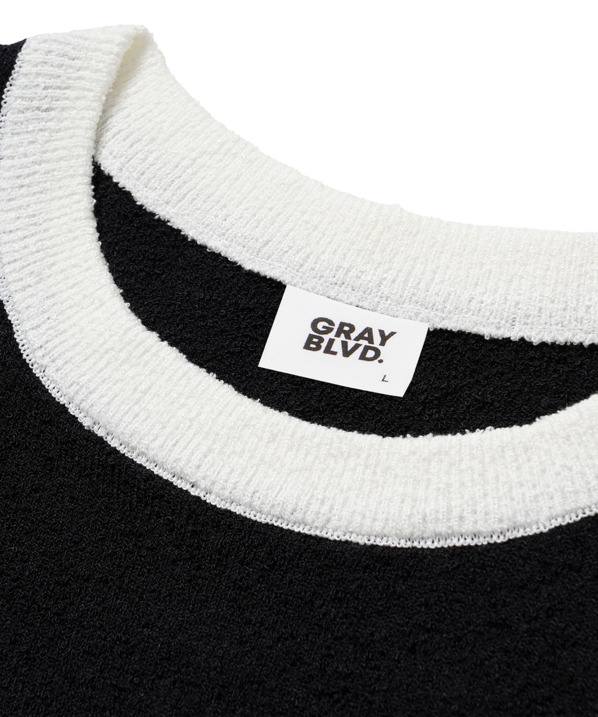 그레이블러밧(GRAYBLVD) 아라스 링거 니트 반팔 GKBST33 (BLACK)