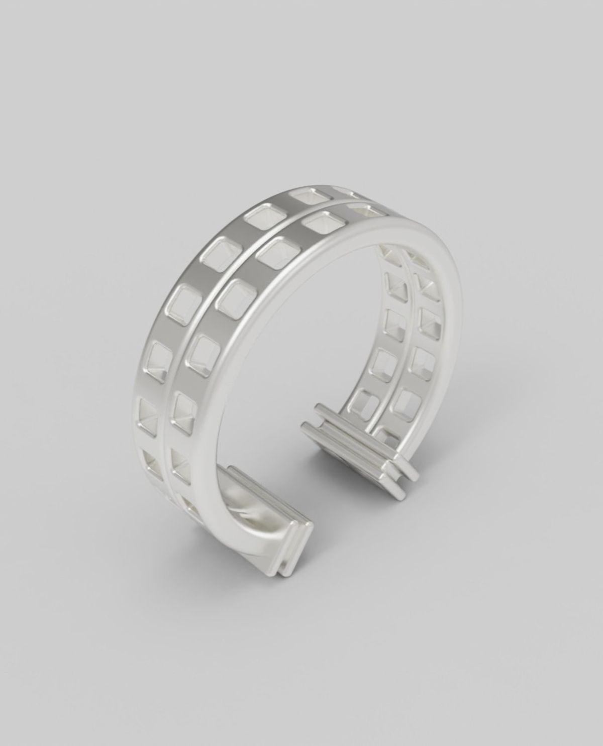 르네오브제(RENEOBJET) WIN  SQUARE EARCUFF - 2 ROWS  [925 STERLING SILVER]  이어커프 귀걸이