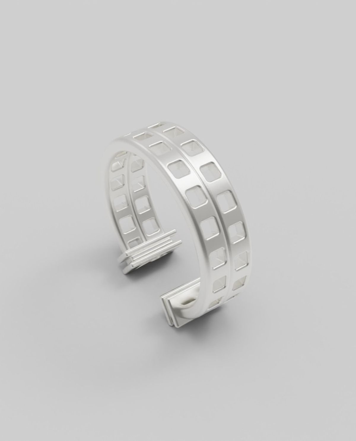 르네오브제(RENEOBJET) WIN  SQUARE EARCUFF - 2 ROWS  [925 STERLING SILVER]  이어커프 귀걸이