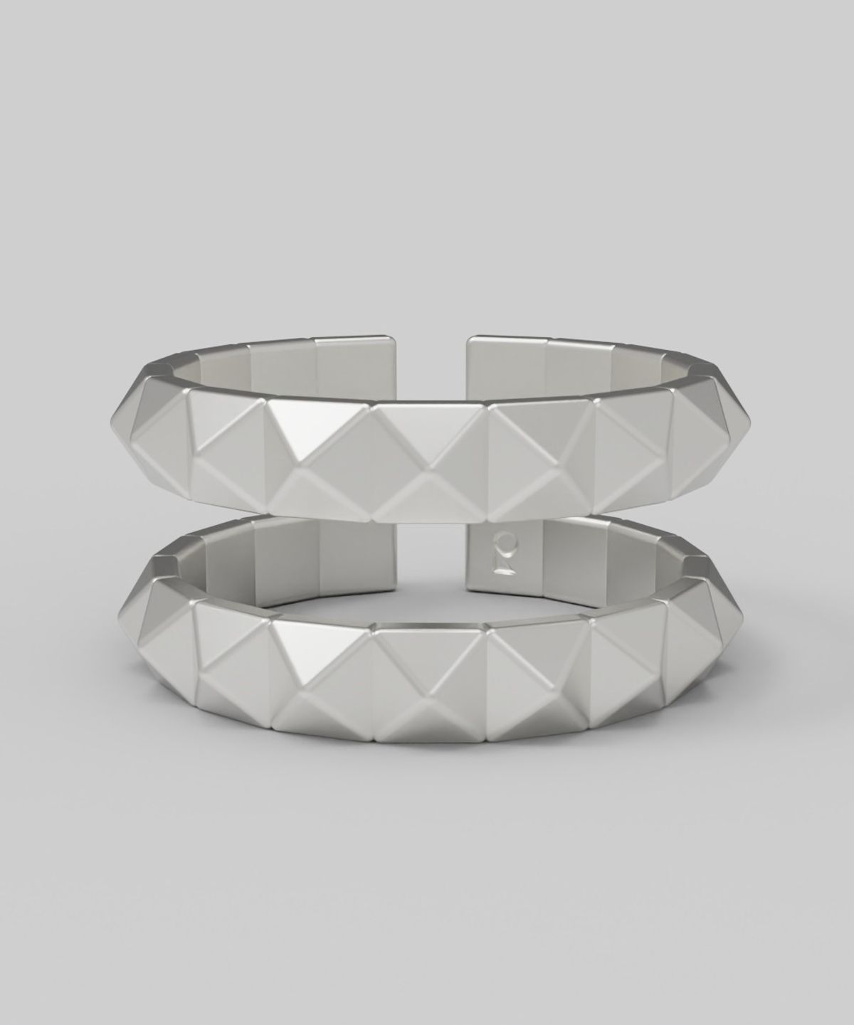 르네오브제(RENEOBJET) MOD  DOUBLE LINE OPEN RING [STERLING SILVER] 피라미드 오픈링 925 실버 포인트 반지