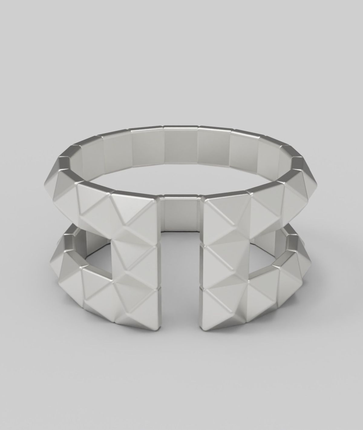 르네오브제(RENEOBJET) MOD  DOUBLE LINE OPEN RING [STERLING SILVER] 피라미드 오픈링 925 실버 포인트 반지