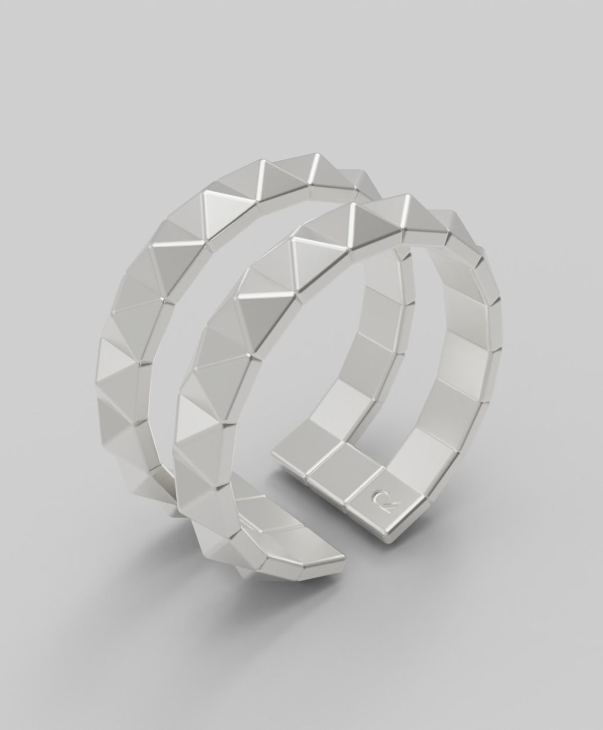 르네오브제(RENEOBJET) MOD  DOUBLE LINE OPEN RING [STERLING SILVER] 피라미드 오픈링 925 실버 포인트 반지