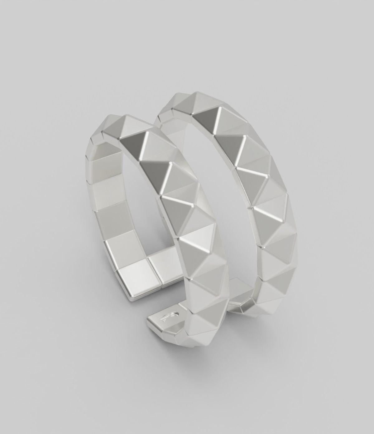 르네오브제(RENEOBJET) MOD  DOUBLE LINE OPEN RING [STERLING SILVER] 피라미드 오픈링 925 실버 포인트 반지