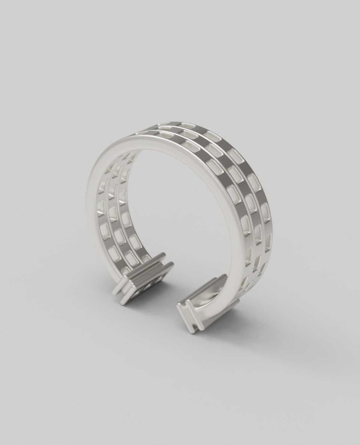 르네오브제(RENEOBJET) WIN  SQUARE EARCUFF (3 ROWS)  [925 STERLING SILVER]  이어커프 925 포인트 귀걸이