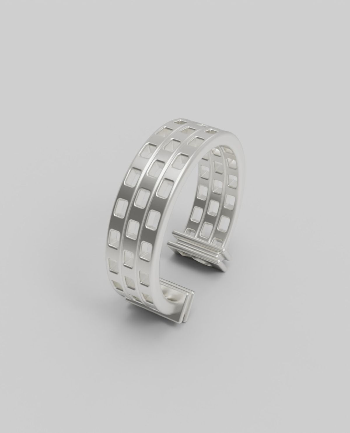 르네오브제(RENEOBJET) WIN  SQUARE EARCUFF (3 ROWS)  [925 STERLING SILVER]  이어커프 925 포인트 귀걸이