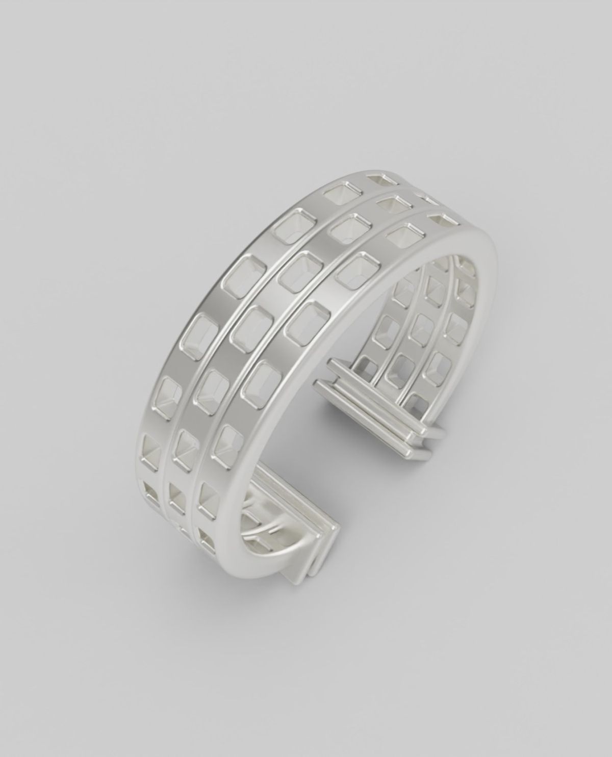 르네오브제(RENEOBJET) WIN  SQUARE EARCUFF (3 ROWS)  [925 STERLING SILVER]  이어커프 925 포인트 귀걸이