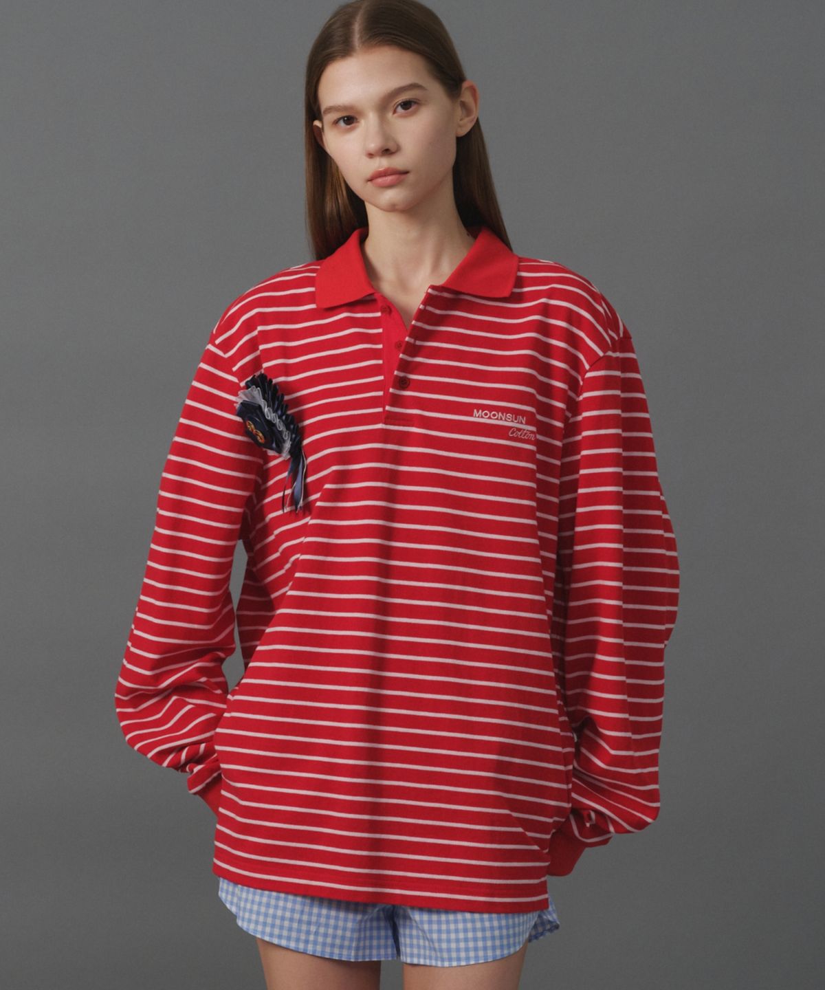 문선 아카이브(MOONSUN ARCHIVE) M.C UNISEX, Stripe PK Shirt / Red Pink