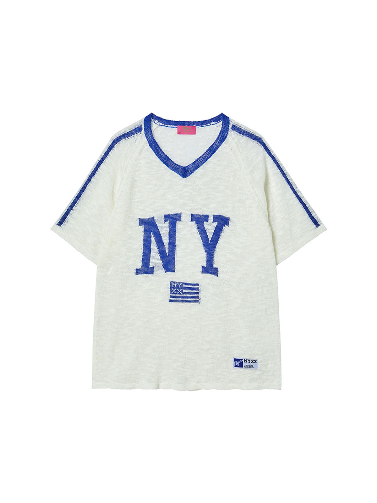 엔와이엑스엑스(NYXX) NY FLAG V-NECK KNIT IVORY