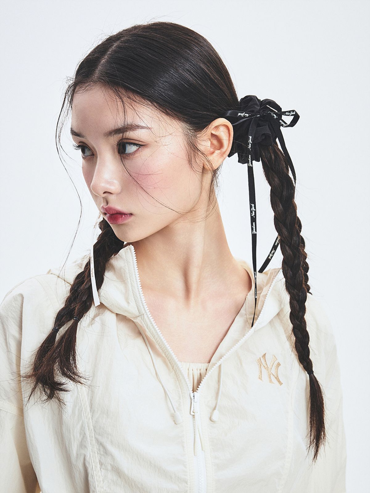 엠엘비(MLB) 리본 스트랩 스크런치 스몰 NY (Black)