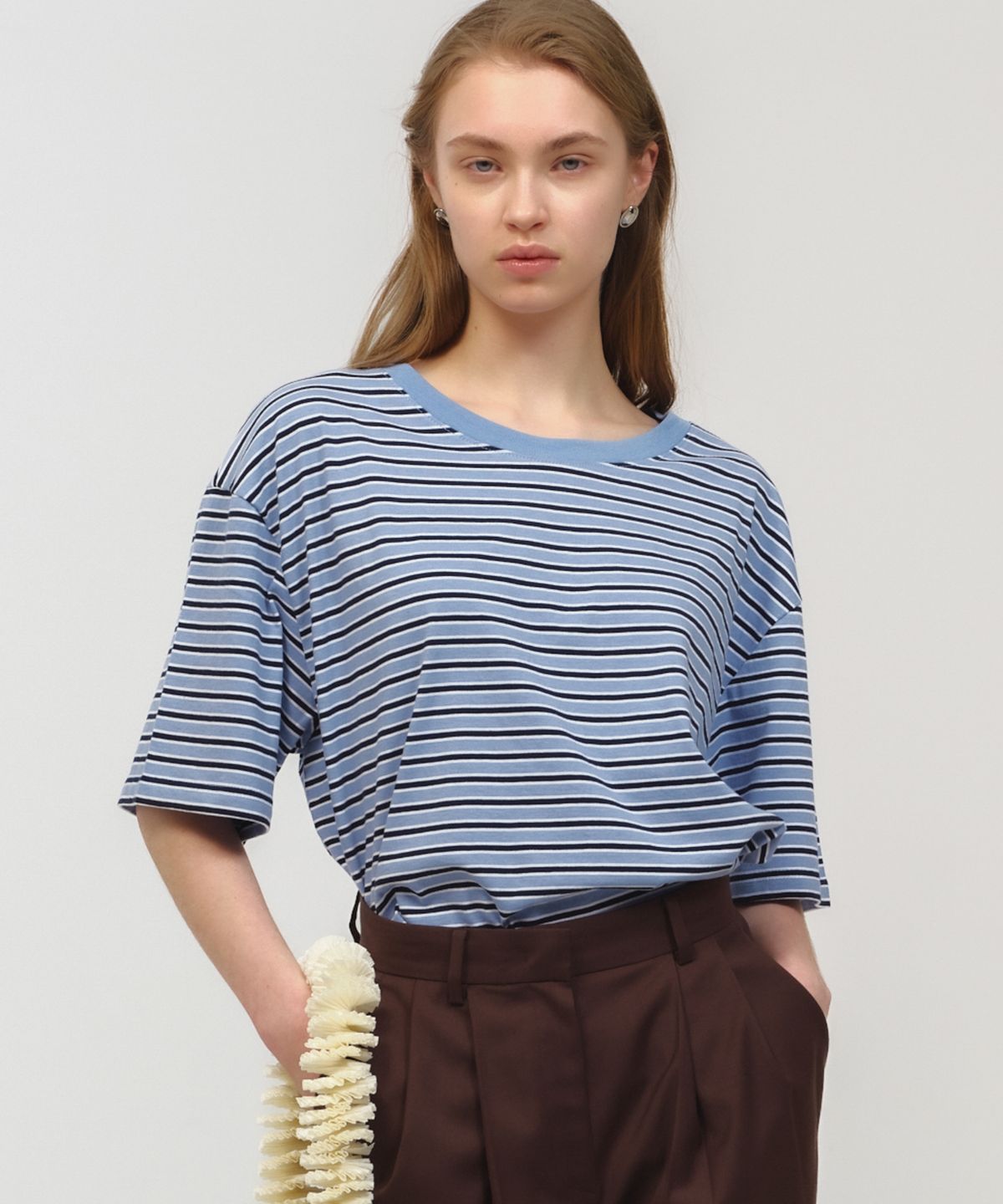 문선 아카이브(MOONSUN ARCHIVE) UNISEX, Stripe Oversized T-Shirt / Sky Blue