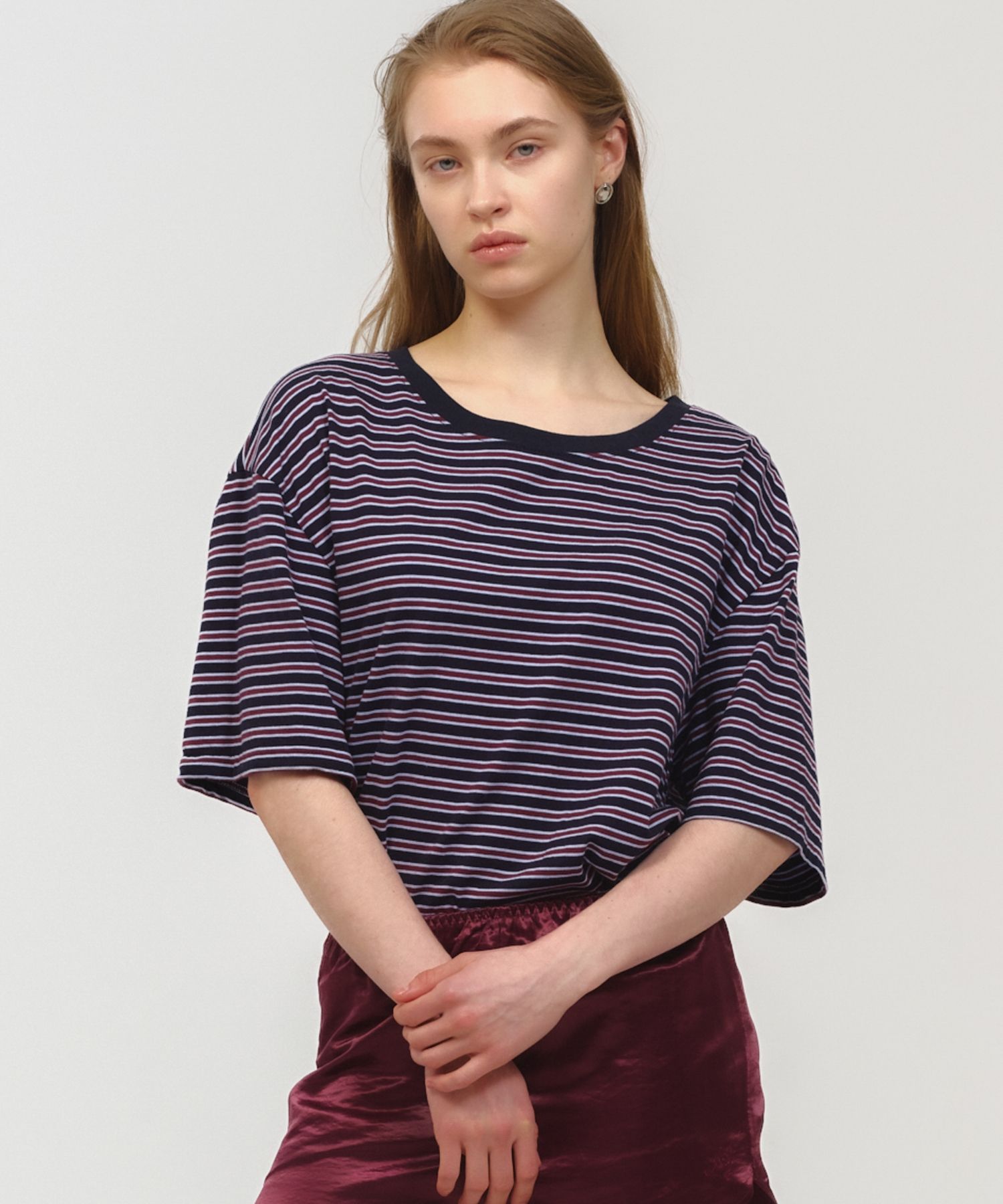 MOONSUN ♥ MJ コラボ UNISEX, Stripe Oversized T-Shirt MUSINSA公式 | MOONSUN MJ UNISEX, Stripe Oversized T-Shirt / Navy