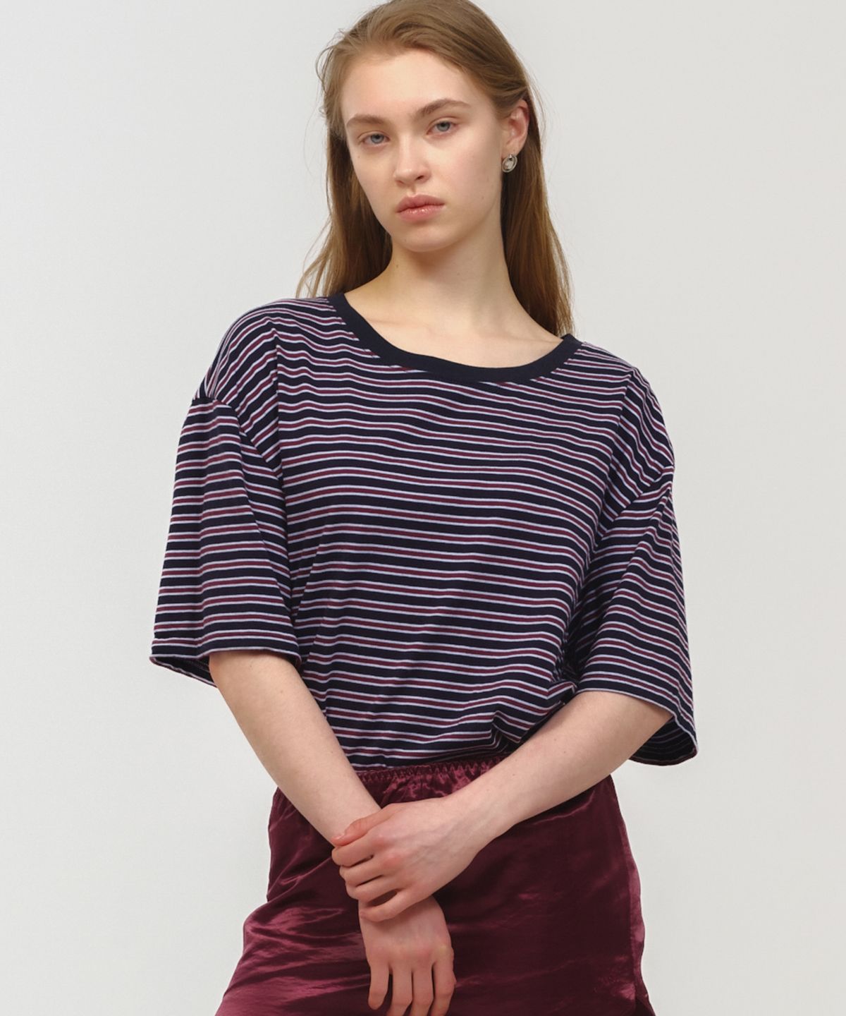 문선 아카이브(MOONSUN ARCHIVE) MJ UNISEX, Stripe Oversized T-Shirt / Navy
