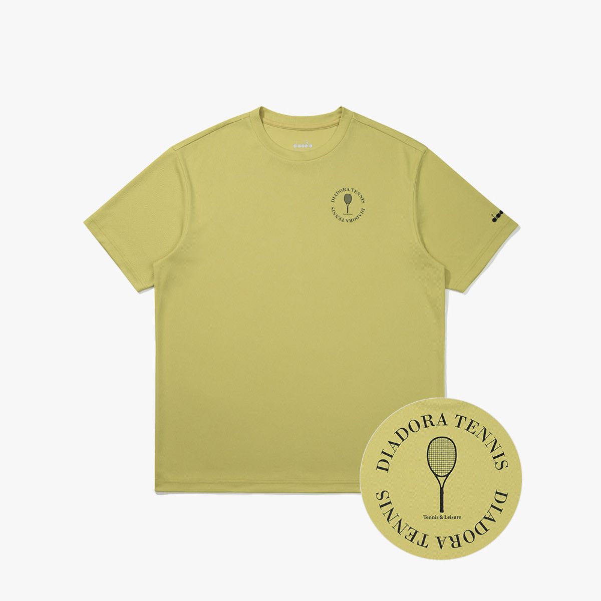 디아도라(diadora) 라켓 그래픽 메쉬 반팔 티셔츠 YELLOW