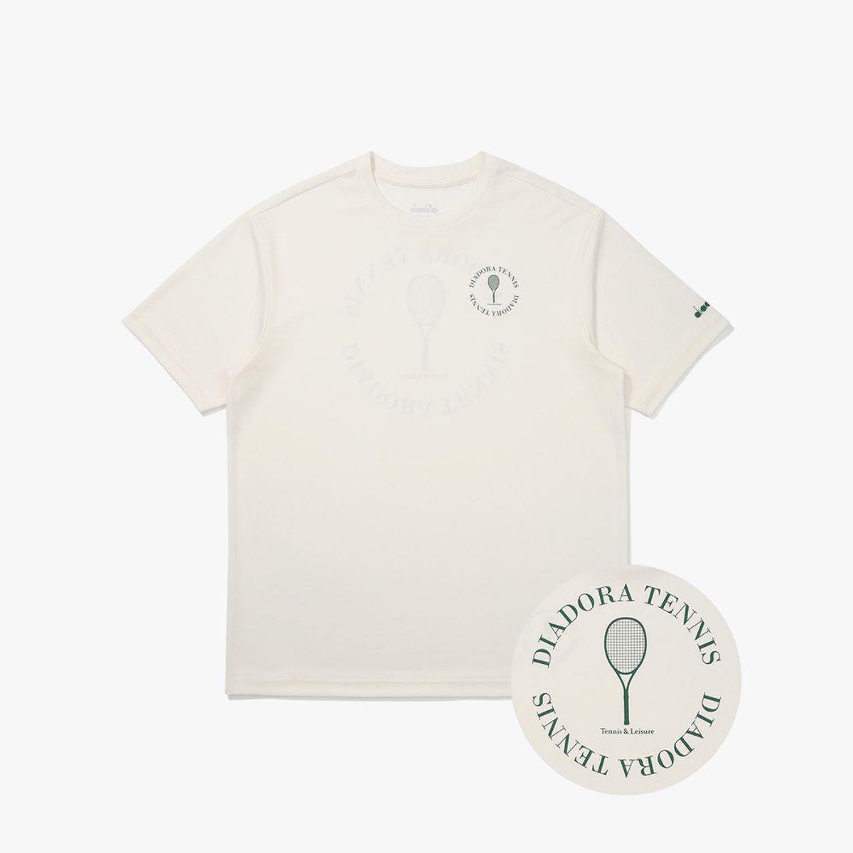 디아도라(diadora) 라켓 그래픽 메쉬 반팔 티셔츠 OFF WHITE