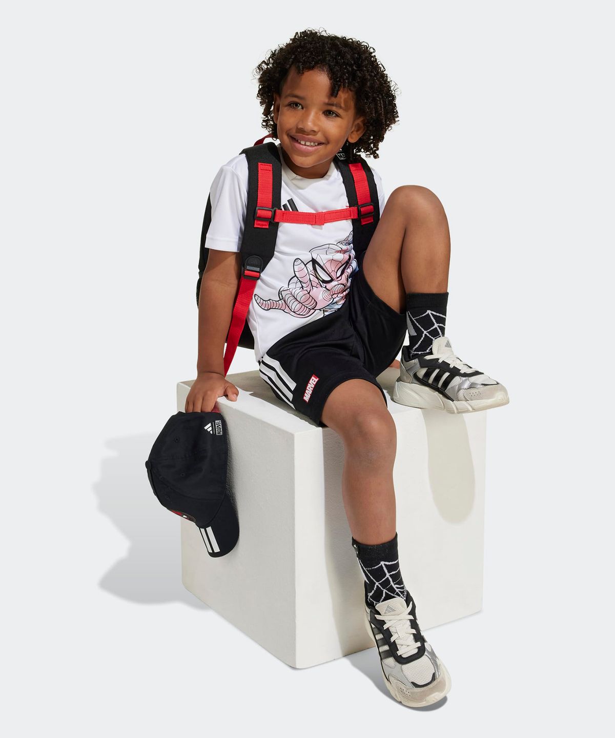 아디다스 키즈(ADIDAS KIDS) 아디다스 X 마블 스파이더맨 상하의 세트 - 화이트블랙 / JF3655