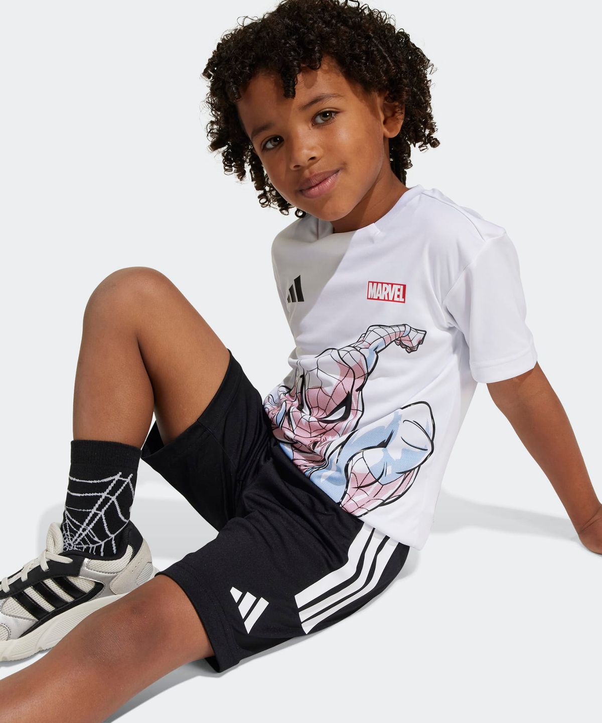 아디다스 키즈(ADIDAS KIDS) 아디다스 X 마블 스파이더맨 상하의 세트 - 화이트블랙 / JF3655