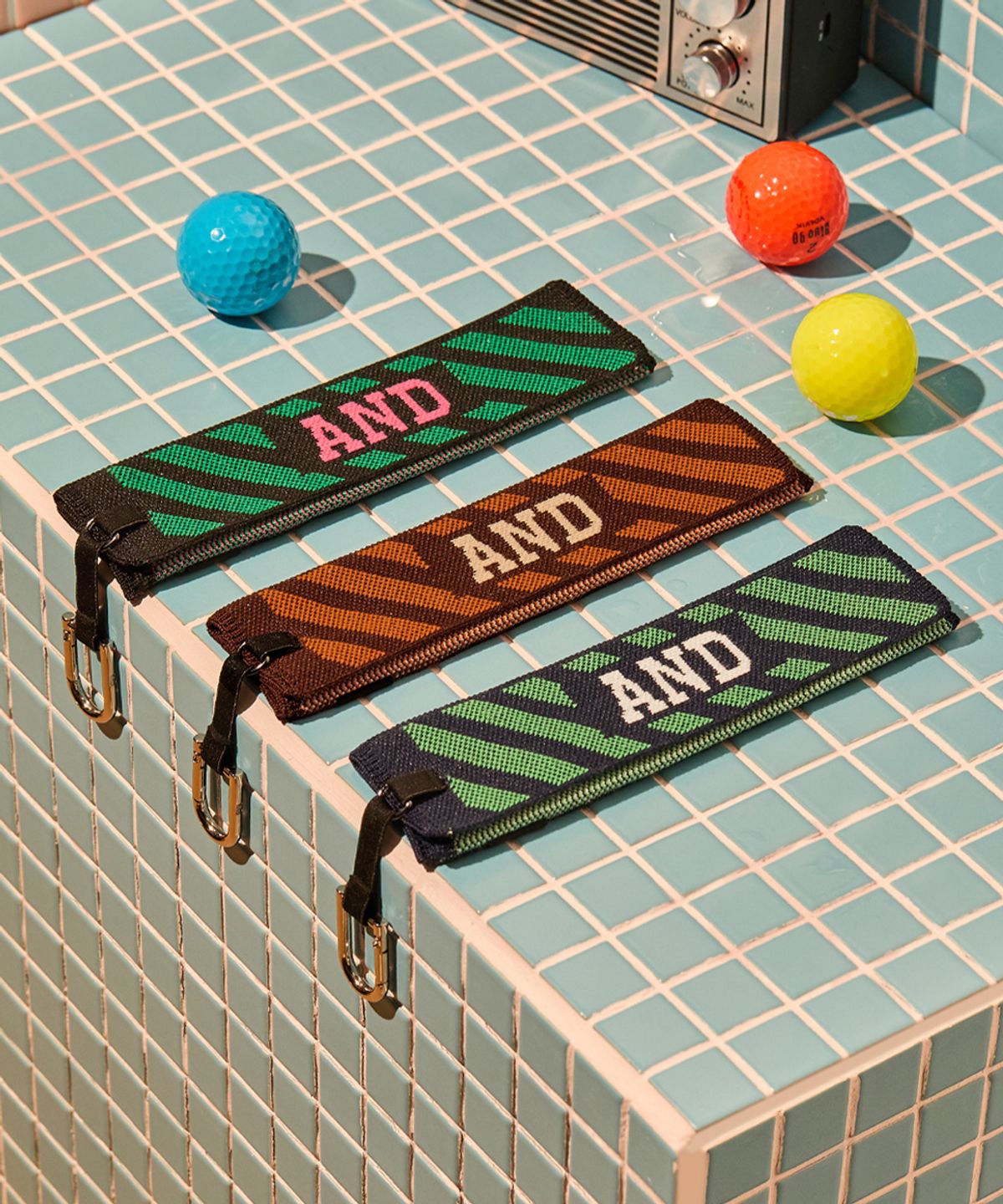 앤드 골프(AND GOLF) Pleats Ball Towel Retro Brown Orange