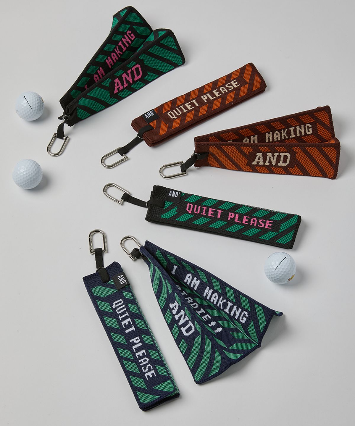 앤드 골프(AND GOLF) Pleats Ball Towel Retro Black Green
