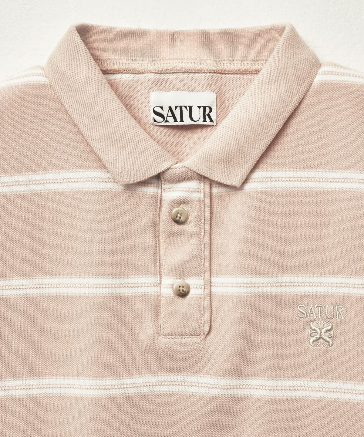 세터(SATUR) (W) 스트라이프 피케 폴로 반팔 티셔츠 라이트 핑크