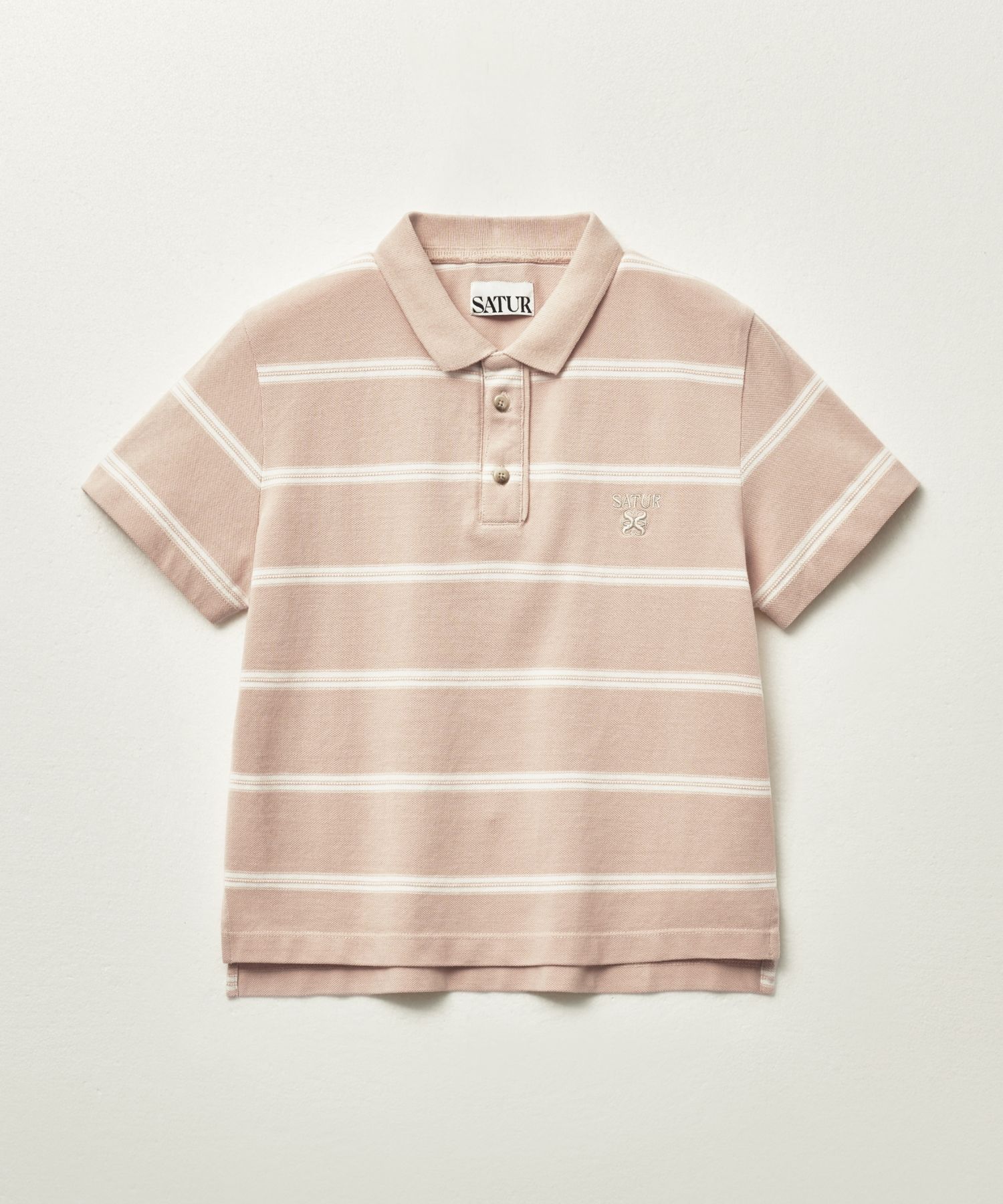 MUSINSA | SATUR (W) Striped Pique Polo Short Sleeve T-Shirt