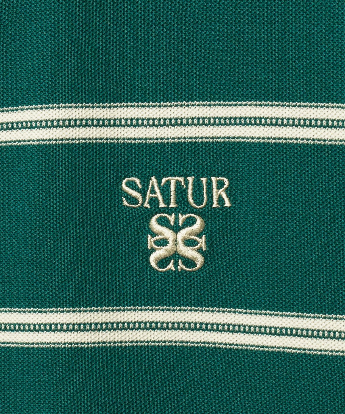 세터(SATUR) (W) 스트라이프 피케 폴로 반팔 티셔츠 딥 그린
