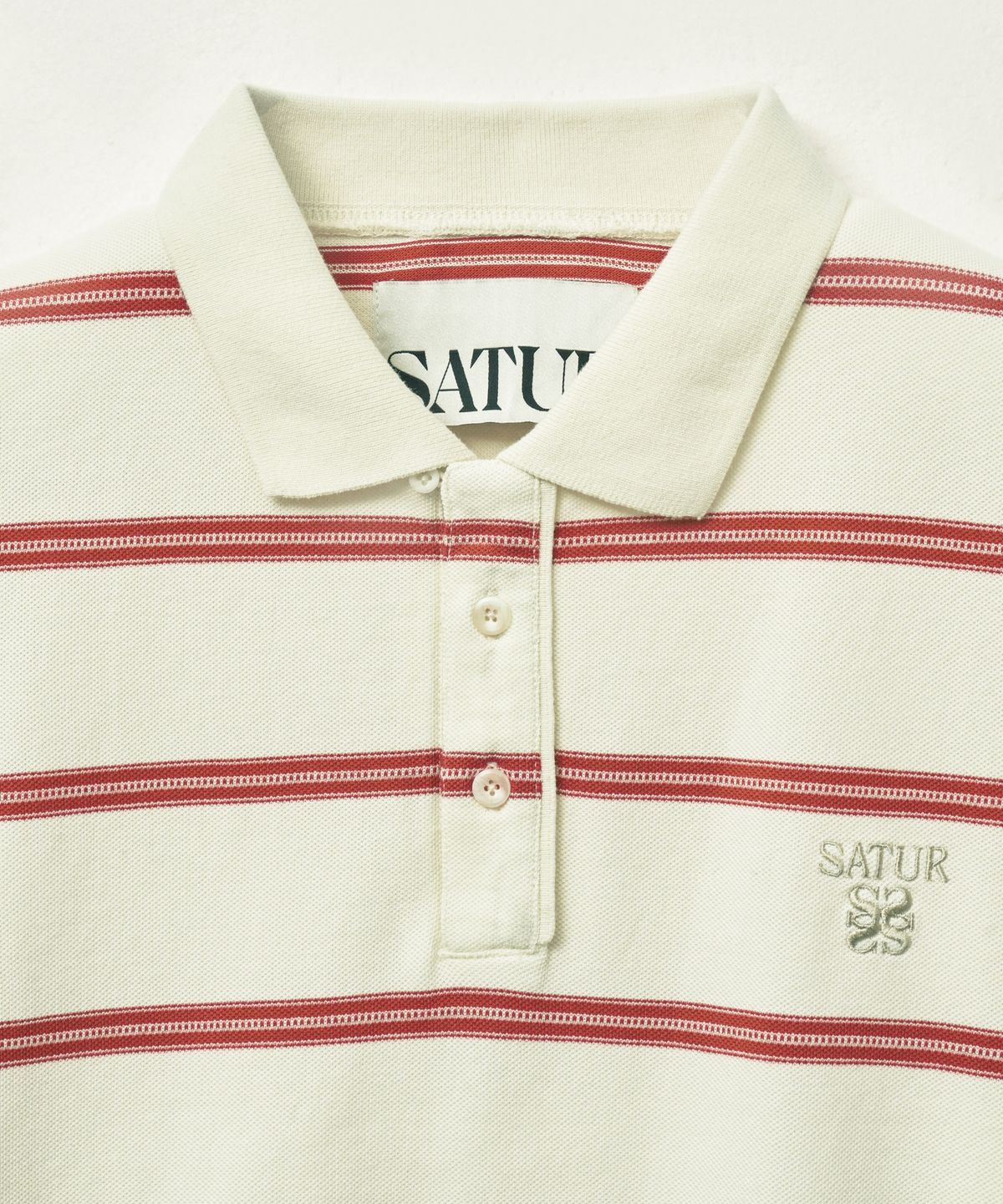 세터(SATUR) (W) 스트라이프 피케 폴로 반팔 티셔츠 크림